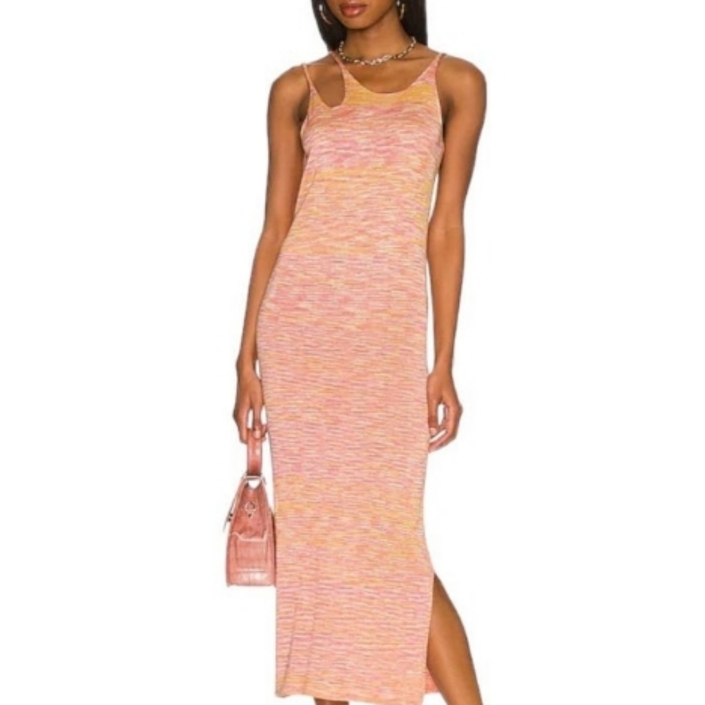 NEW Callahan Knitwear Women's Maxi Knit Dress Orange Pink Relaxed Knee …